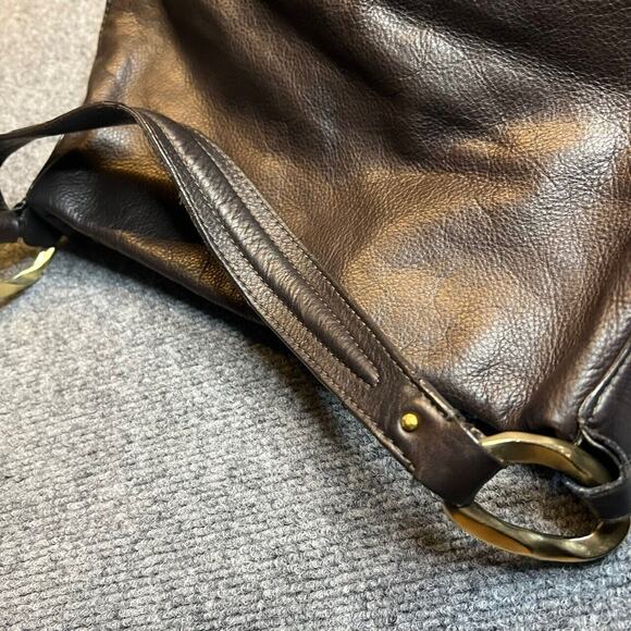 Sigrid Olsen Hobo Shoulder Handbag Brown Leather Pockets Magnetic Classic Lined - Picture 7 of 11